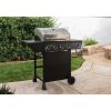 Black 4 Burner Propane Gas Grill with Side Burners and Stainless Steel Main Cover