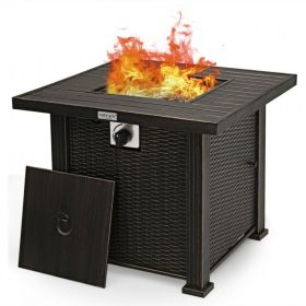 30 Inch 50000 BTU Square Propane Gas Fire Pit Table with Table Cover