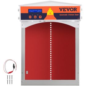 VEVOR Automatic Chicken Coop Door, Auto Open/Close, Gear Lifter Galvanized Poultry Gate with Evening and Morning Delayed Opening Timer & Light Sensor,