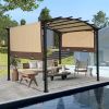 12 x 9 Ft Outdoor Pergola Retractable Shade Canopy Arched Gazebo with Adjustable Waterproof Sun Shade Pergola for Garden Lawn Deck (Beige)