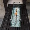 LEGACY HEATING Fire Pit Table Wind Guard, 38.1 x 10.6 x 5.9 Inch Rectangular Glass Wind Guard, Clear Tempered Glass Flame Guard, with Aluminum Alloy B