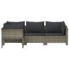 4 Piece Patio Lounge Set with Cushions Gray Poly Rattan