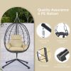 Egg Chair with Stand Indoor Outdoor Swing Chair Patio Wicker Hanging Egg Chair Hanging Basket Chair Hammock Chair with Stand for Bedroom Living Room B