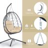 Egg Chair with Stand Indoor Outdoor Swing Chair Patio Wicker Hanging Egg Chair Hanging Basket Chair Hammock Chair with Stand for Bedroom Living Room B