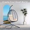 Egg Chair with Stand Indoor Outdoor Swing Chair Patio Wicker Hanging Egg Chair Hanging Basket Chair Hammock Chair with Stand for Bedroom Living Room B