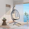 Egg Chair with Stand Indoor Outdoor Swing Chair Patio Wicker Hanging Egg Chair Hanging Basket Chair Hammock Chair with Stand for Bedroom Living Room B