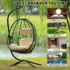 Egg Chair with Stand Indoor Outdoor Swing Chair Patio Wicker Hanging Egg Chair Hanging Basket Chair Hammock Chair with Stand for Bedroom Living Room B