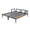 TOPMAX Modern Outdoor Daybed Patio Metal Daybed with Wood Topped Side Spaces for Drinks, 2 in 1 Padded Chaise Lounges for Poolside, Balcony, Deck, Gra