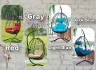 Egg Chair with Stand Indoor Outdoor Swing Chair Patio Wicker Hanging Egg Chair Hanging Basket Chair Hammock Chair with Stand for Bedroom Living Room B