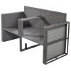 2-Piece All-Weather PE Wicker Conversation Set Rattan Sofa Set Outdoor Patio Half-moon Sectional Furniture Set / Side Table for Umbrella, Gray Rattan+