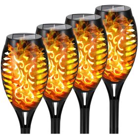 4/8/12pcs/pack Solar Outdoor Lights, 12LED Solar Torch Lights With Flickering Flame For Garden Decor, Mini IP65 Waterproof Landscape Flame Lights For (Color: Yellow Light, size: 4pcs)