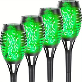 4/8/12pcs/pack Solar Outdoor Lights, 12LED Solar Torch Lights With Flickering Flame For Garden Decor, Mini IP65 Waterproof Landscape Flame Lights For (Color: Green Light, size: 4pcs)