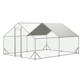 Large Metal Chicken Coop, Walk-in Chicken Run,Galvanized Wire Poultry Chicken Hen Pen Cage, Rabbits Duck Cages with Waterproof and Anti-Ultraviolet Co (Color: Chicken Coop)