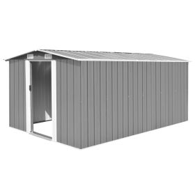 Garden Shed 101.2"x154.3"x71.3" Metal Gray (Color: Gray)