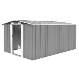 Garden Shed 101.2"x154.3"x71.3" Metal Gray (Color: Grey)