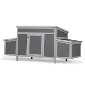 Weatherproof Wood Chicken Coop with Nesting Boxes, Indoor Outdoor, Gray (Color: as Pic)