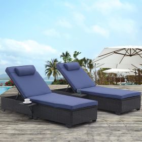 Outdoor Patio Chaise Lounge Chair,Lying in bed with PE Rattan and Steel Frame,PE Wickers,Pool Recliners with Elegant Reclining Adjustable Backrest and (Color: as Pic)