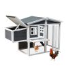 Wooden Chicken Coop,Waterproof Outdoor Large Chicken House for 4 Chickens, with a Removable Tray,Nesting Box, Wire Fence, and Other Compartments.